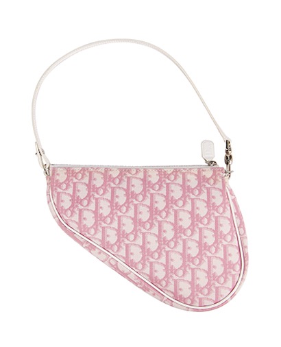 Christian Dior Mini Saddle Bag, &pound;350, Handbags, Beige/Gold/Pink, Canvas, Front view